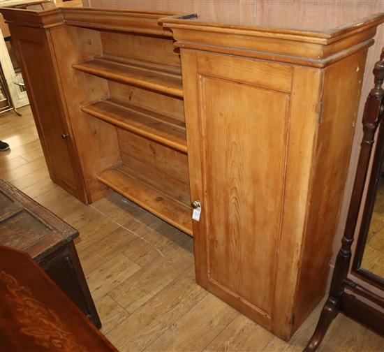 A Victorian pine dresser top section W.222cm